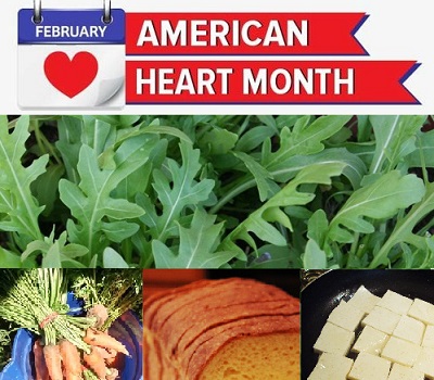 american heart month arugula carrots bread tofu